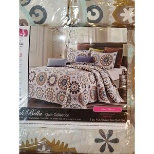 Virah Bella 3 Piece Quilt Set  Full/Queen Quilt & 2 Pillow Shams "Suri Natural"